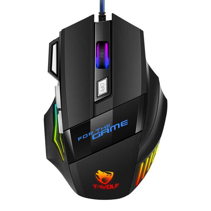 High Performance Wired Gaming Mouse RGB Spectrum Backlit Ergonomic Gaming Mice Programmable 7 Backlight Modes up to 7200 DPI